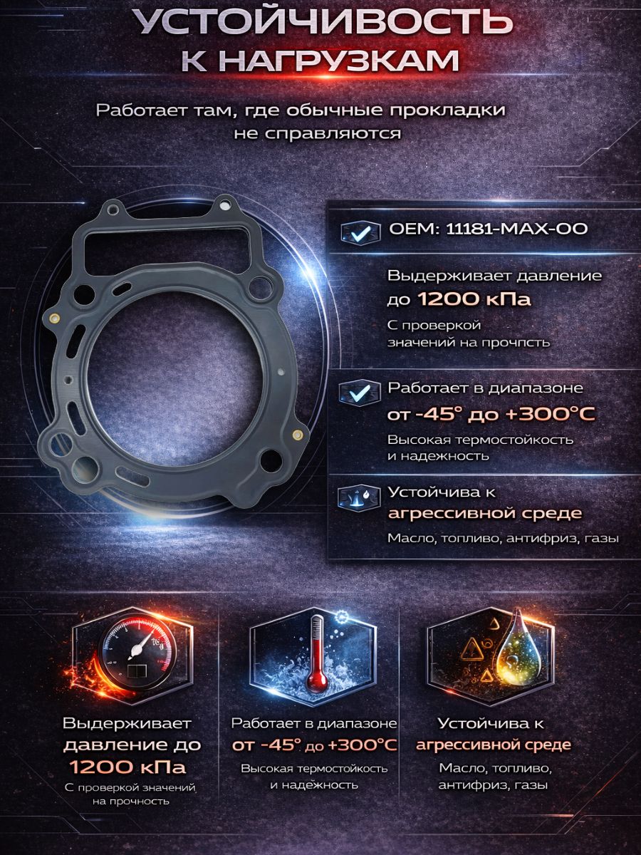 11181MAX00 Прокладка ГБЦ SMC 700 Jumbo Baltmotors 700 11181-MAX-00 металлическая 0.7 мм 5