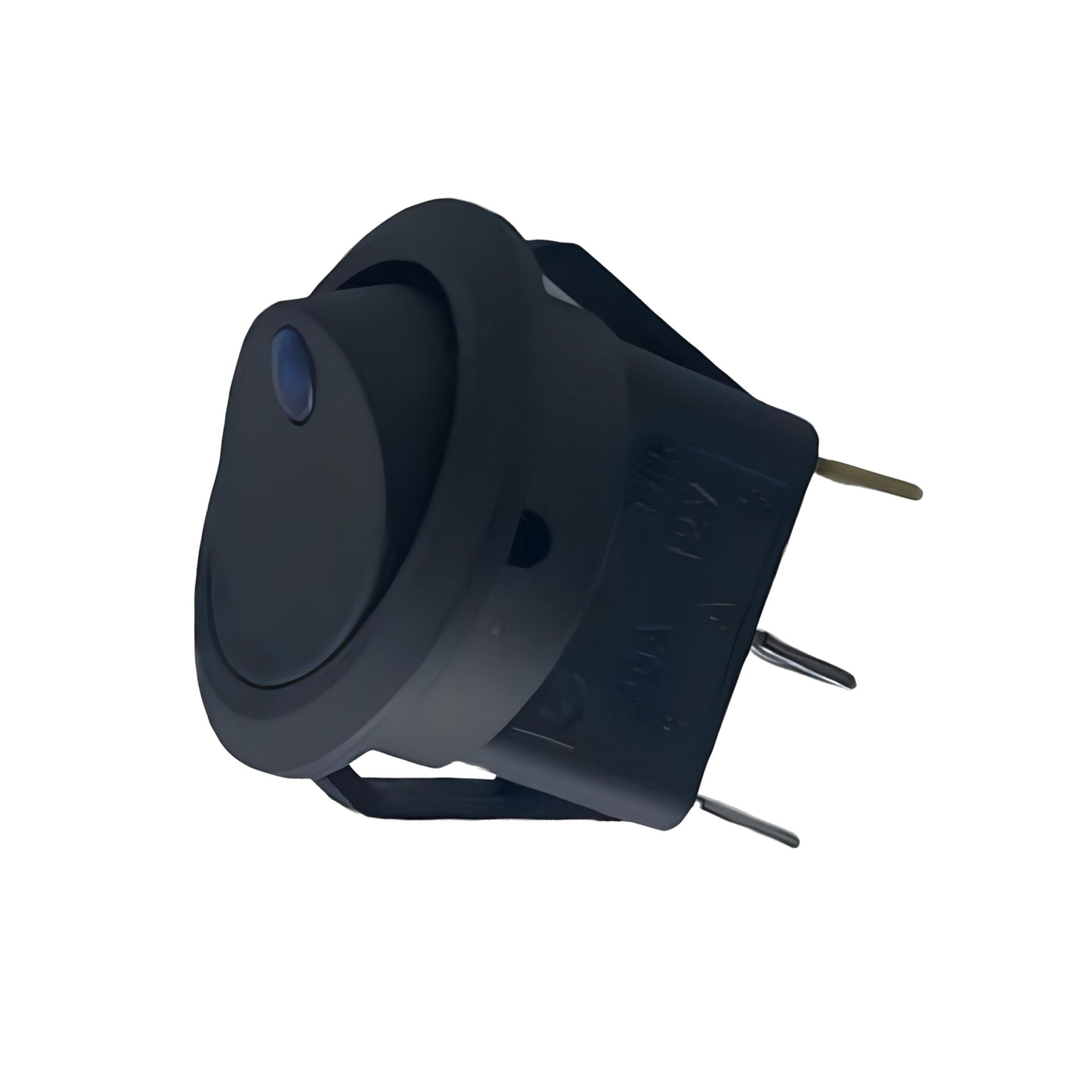 362581 Переключатель 12V 16A ON-OFF круглый черный с синей подсветкой 4