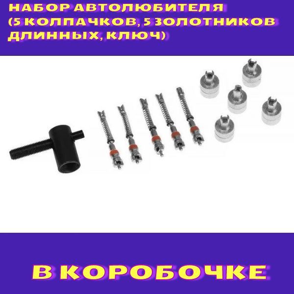 7584 Набор автолюбителя №3 колпачки золотники ключ 2