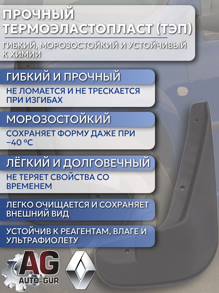 AG001053 Брызговики передние малые Renault Logan I 2004-2008 до рестайлинга 2 шт 6001998163 4