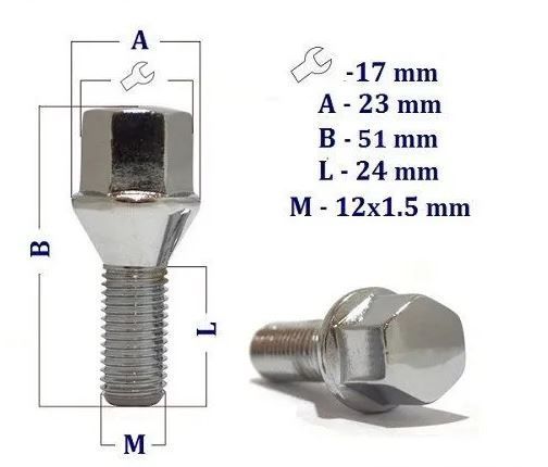 AG02062/5 Болт колесный M12x1.5x23 конус ключ 17 5 шт 3