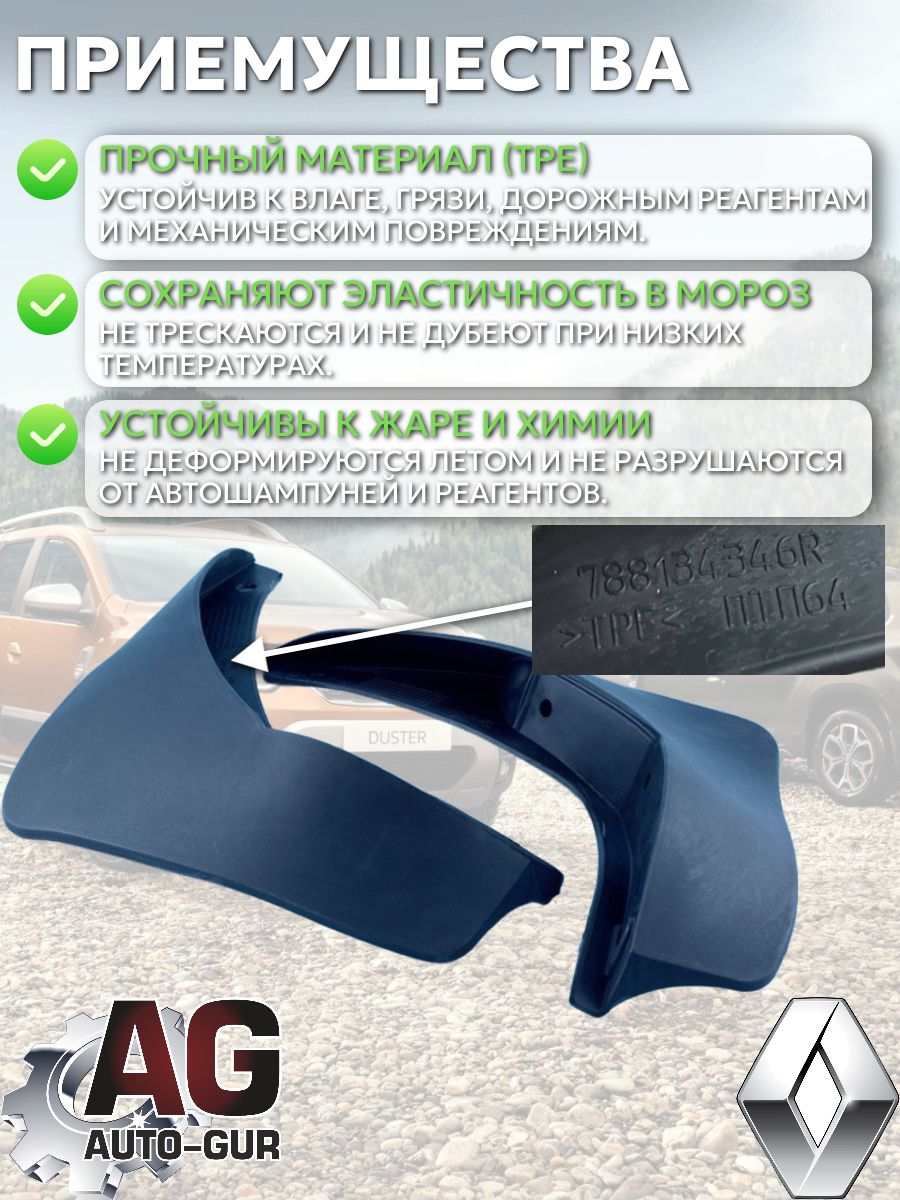 AG025138 Брызговики задние Renault Duster увеличенные 2 шт 2
