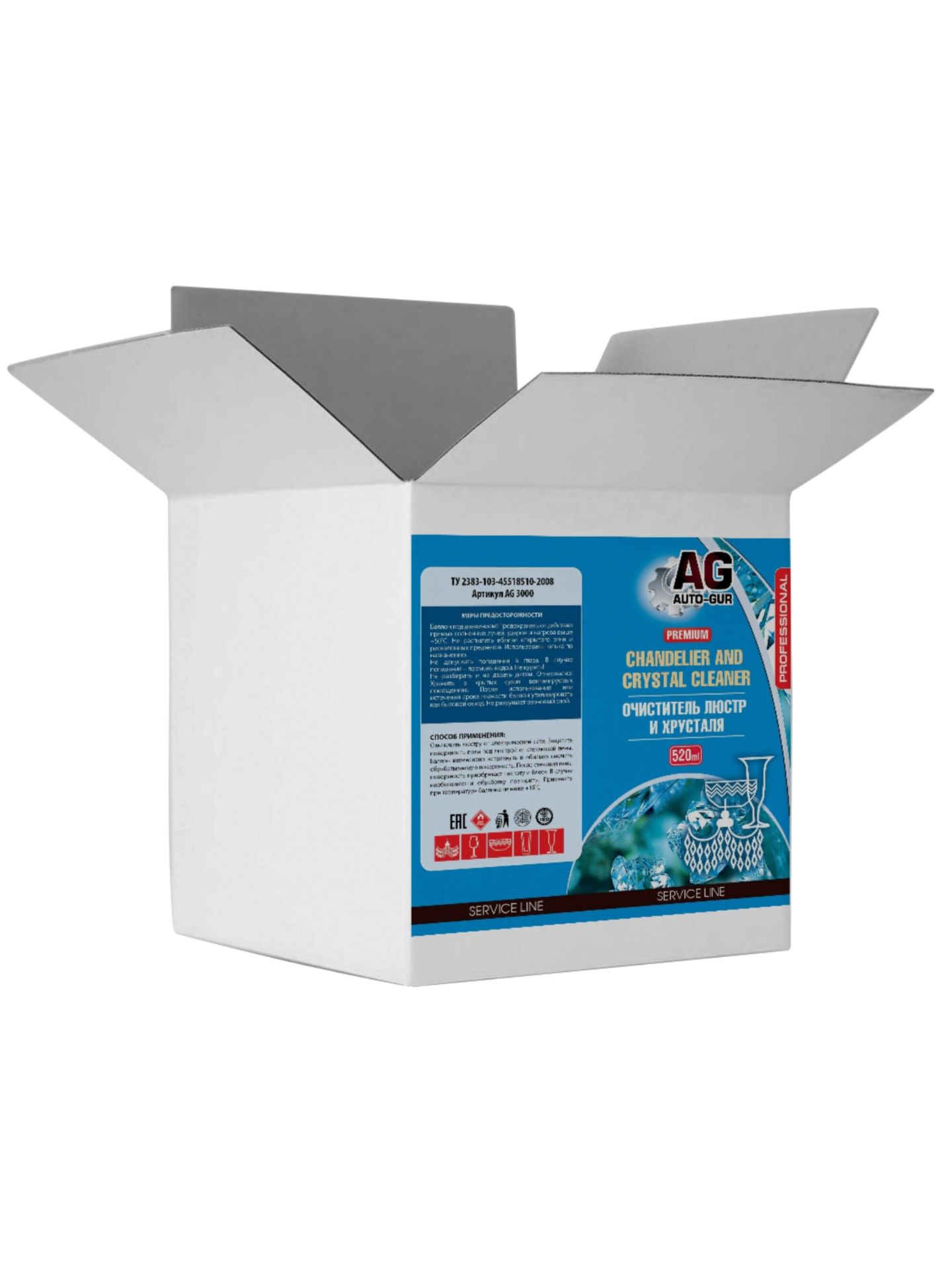 AG3000/2 Очиститель пенный для люстр хрусталя и стекла Auto-Gur Professional 520 мл 2 шт 3