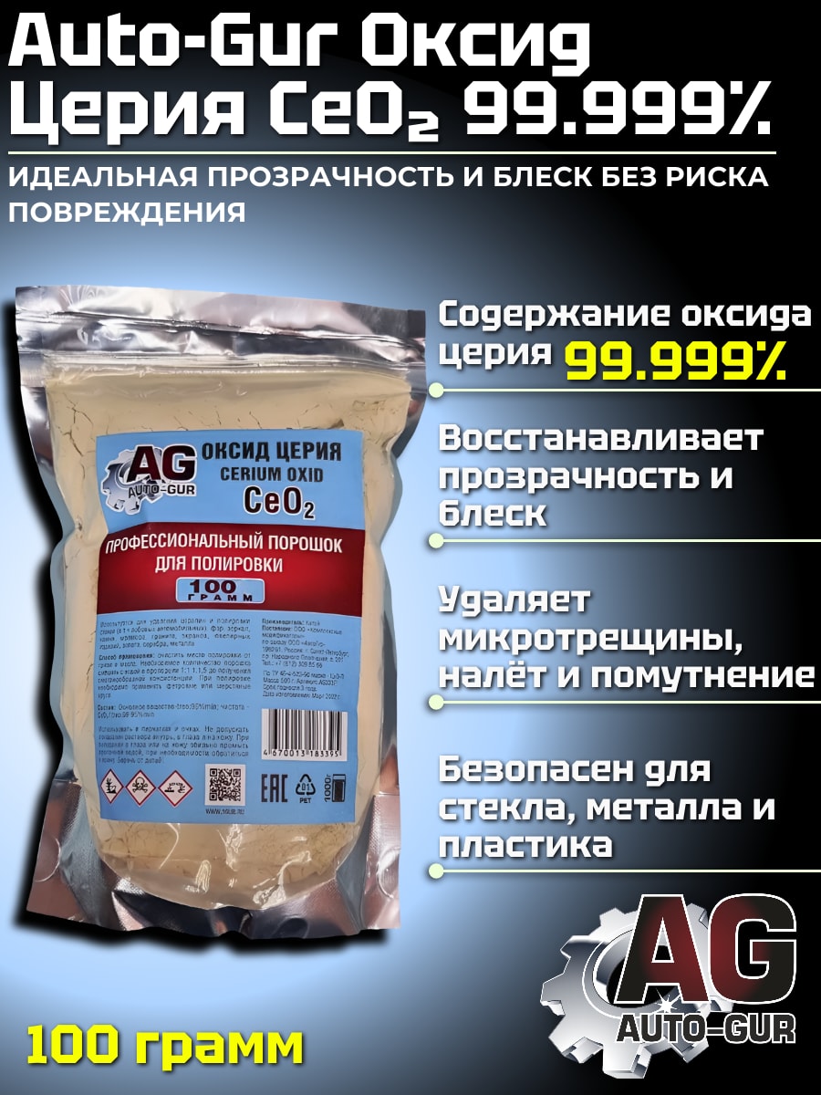 Полироль для стекол, фар ,Оксид Церия Ce02