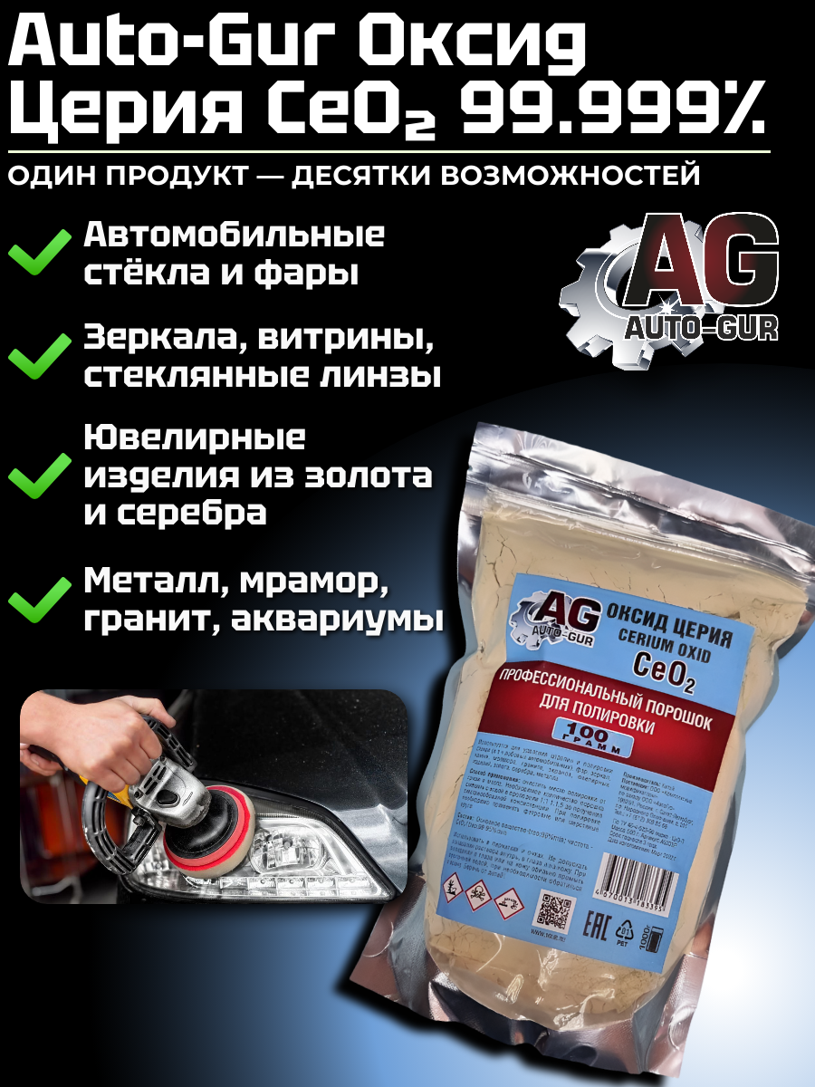 Полироль для стекол, фар ,Оксид Церия Ce02 2