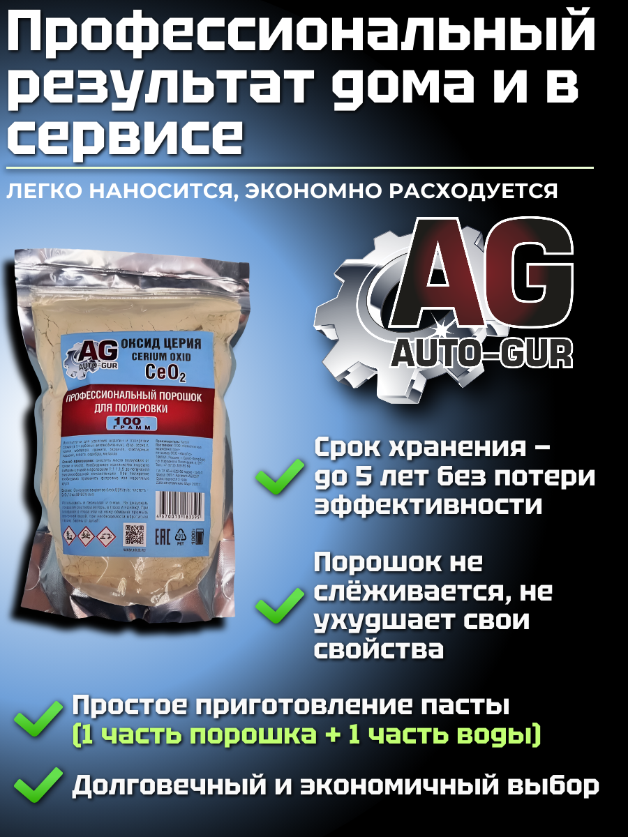 Полироль для стекол, фар ,Оксид Церия Ce02 3
