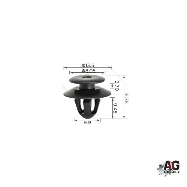 AGA1674/10 Клипса крепежная бамперов молдингов стоек BYD 1098218000 10 шт 2