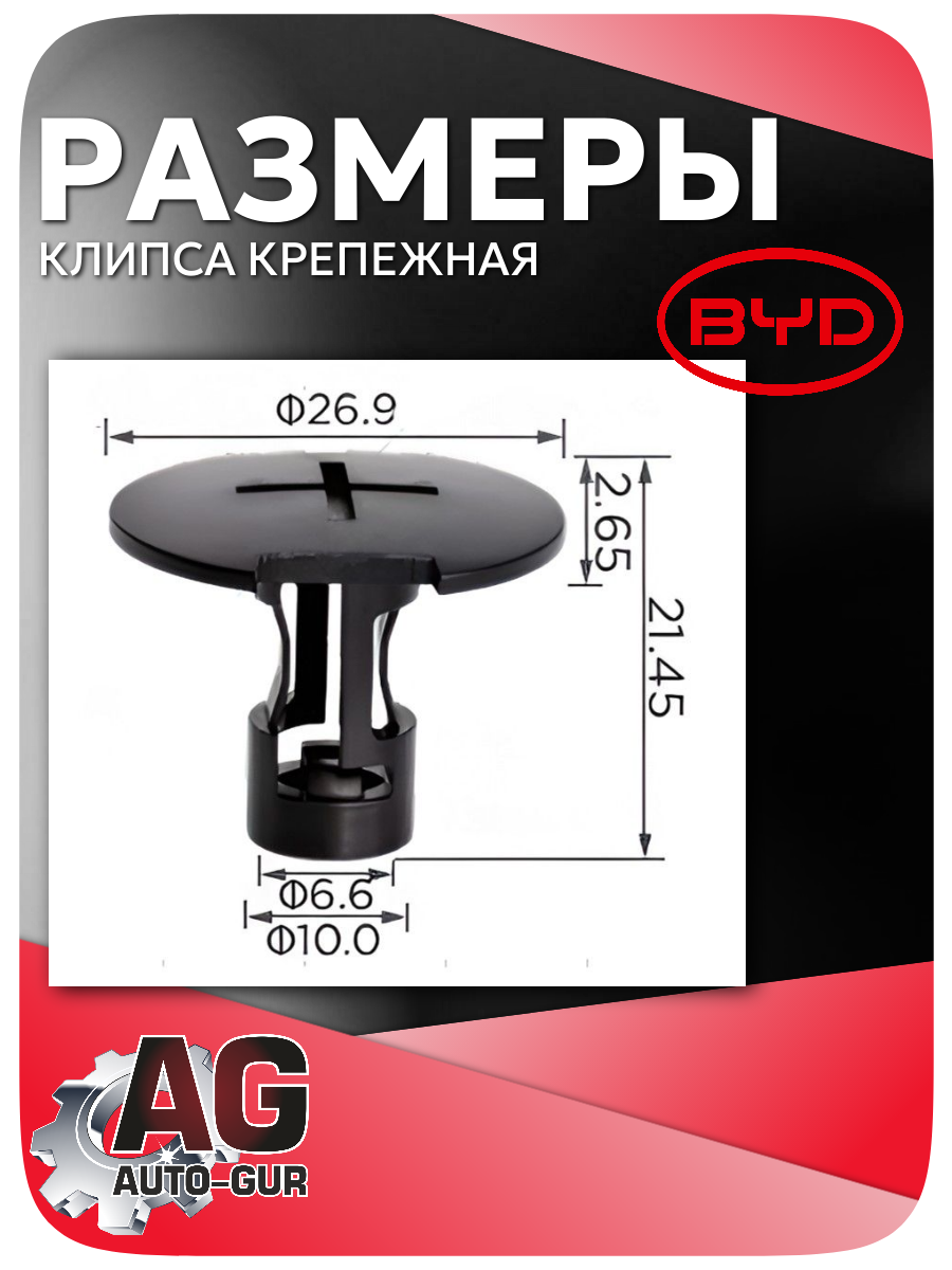 Клипса крепежная BYD, 5 шт (1210525700; Q840B013) 2