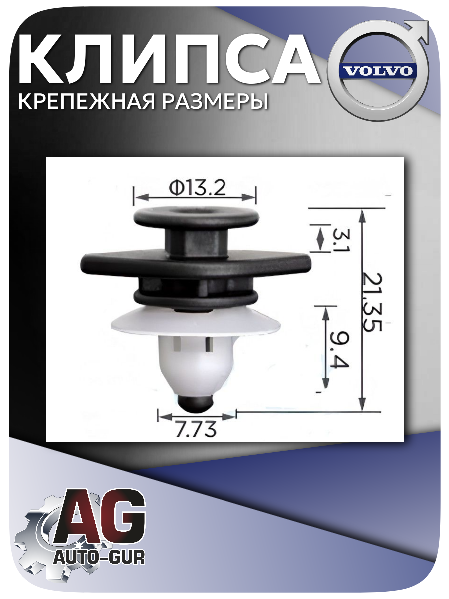 Клипса крепежная Volvo, 5 шт (30640643) 2