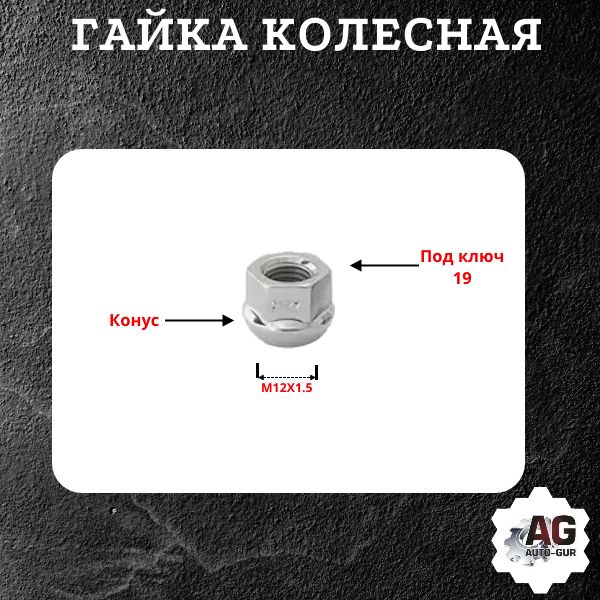 D14/20 Гайка колесная M12x1.5 конус открытая 20 шт 2