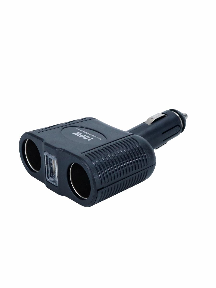 DYQ007 Разветвитель прикуривателя автомобильный 2 гнезда 1 USB 3