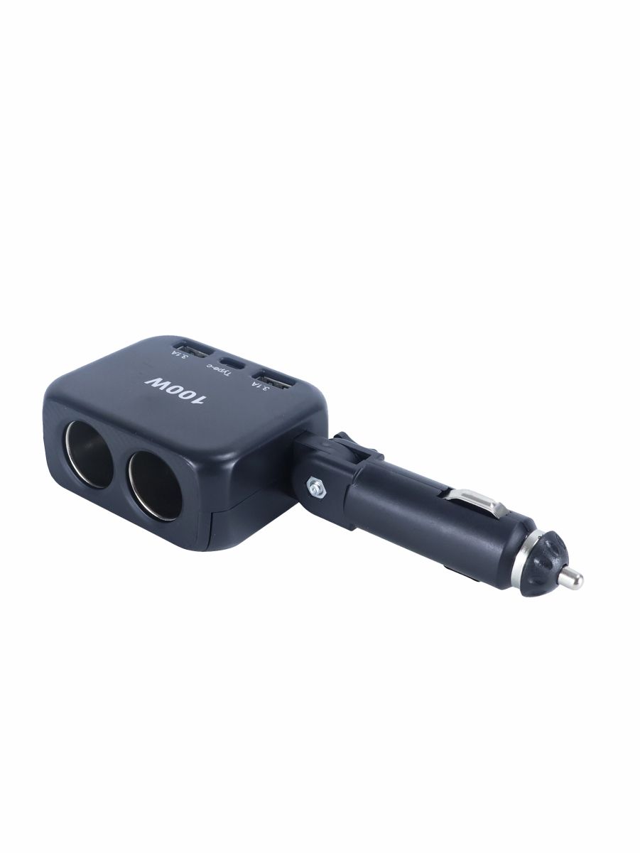 DYQ014 Разветвитель прикуривателя автомобильный 2 гнезда 3 USB 3