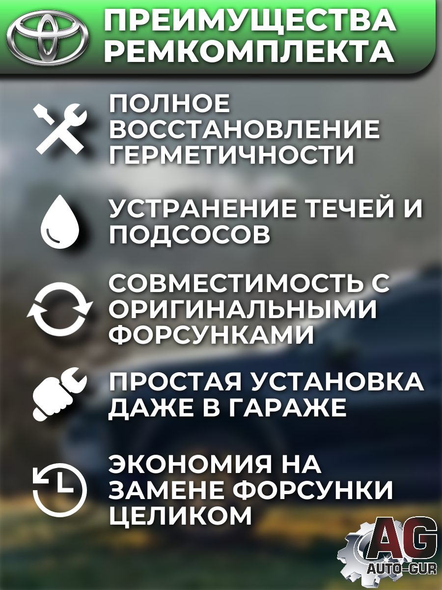 Ремкомплект форсунок на 4 штук Toyota 23209-74100 4