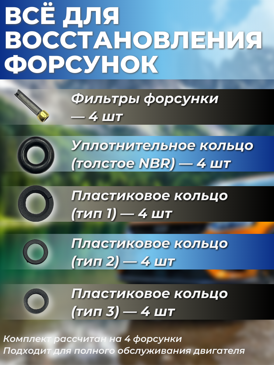 Ремкомплект на 4 инжектора для Geely Tugella FY11 JLH4G20TDB 2.0Т 238 л/ 01E1508056 4