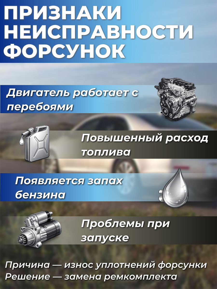 Ремкомплект форсунок на 4 штуки CHEVROLET Malibu 3