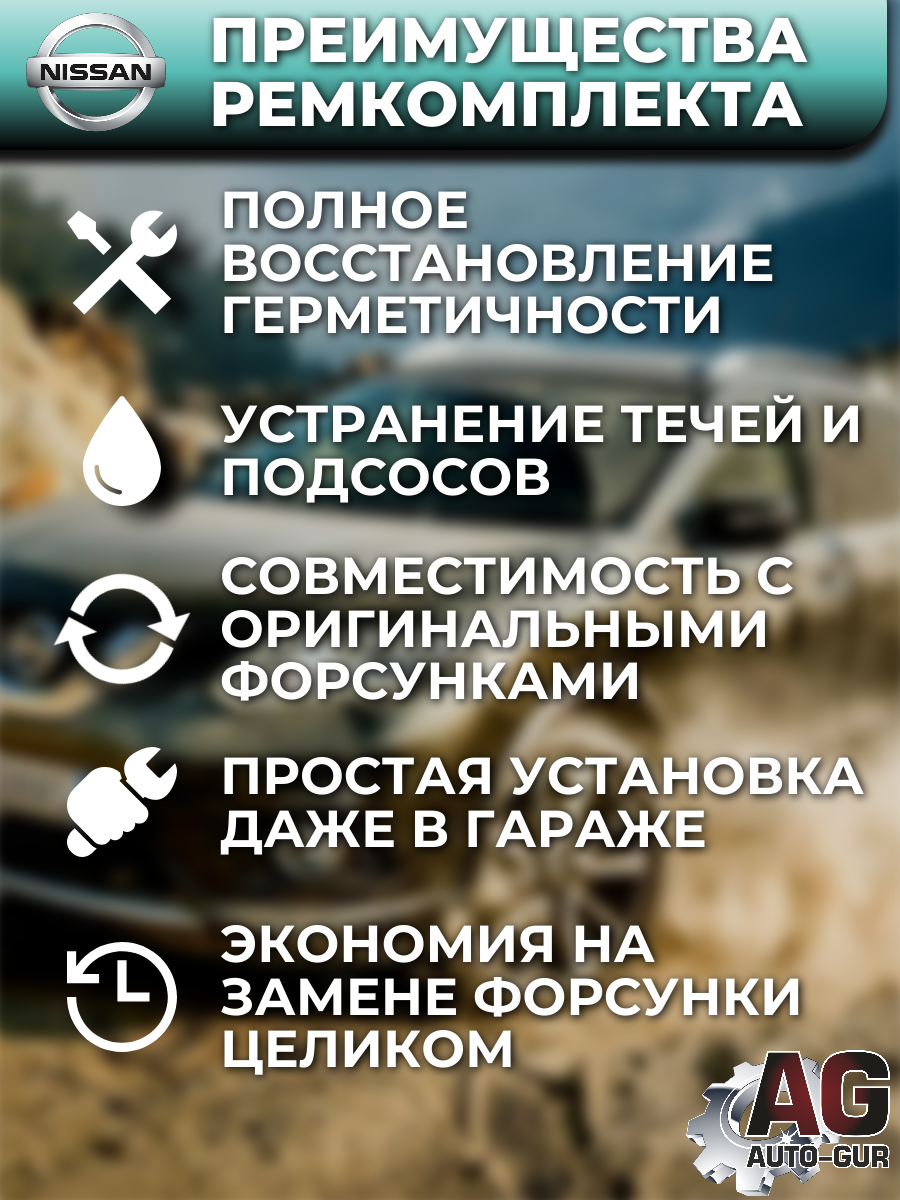 Ремкомплект форсунка ТОПЛИВНЫХ на 4 штук Nissan X-TRAIL (T30) 5