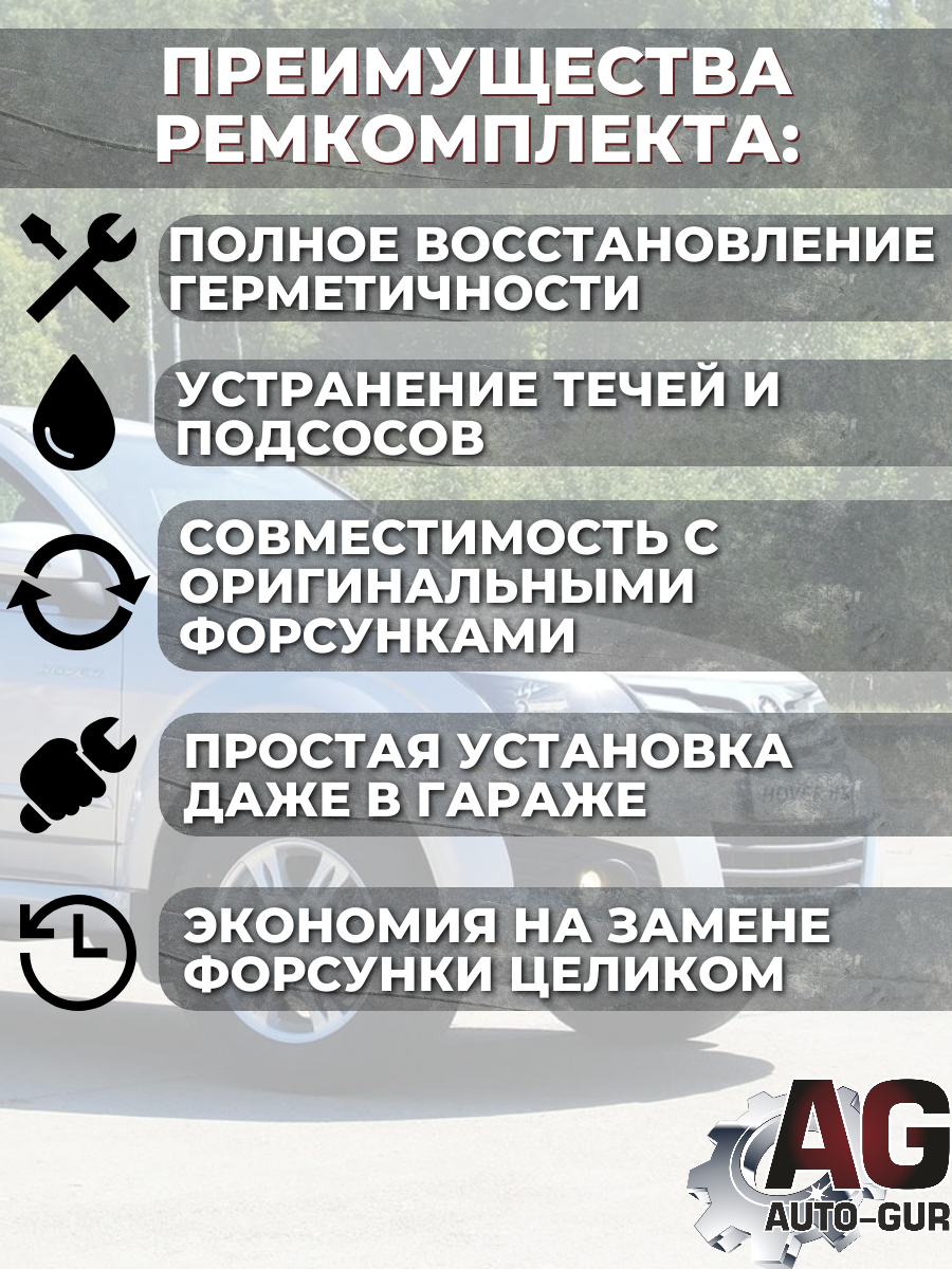 FKIT28 Ремкомплект форсунка топлива на 4 штук Great Wall Hover H2, H3, H5, Safe, Deer, Wingle, Sailor, Tiggo T11 SMW299932 4