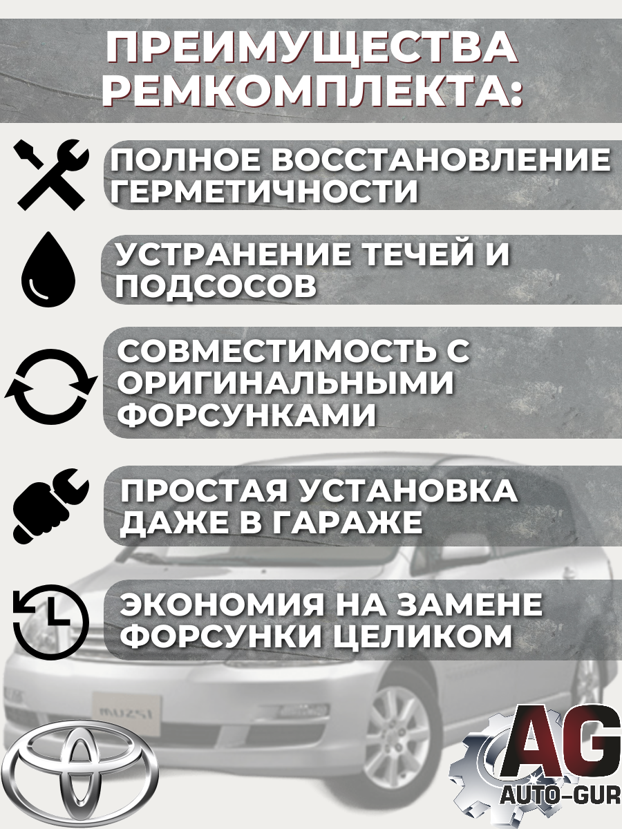 Ремкомплект форсунка топливо на 4 штуки Toyota 23209-74170 4