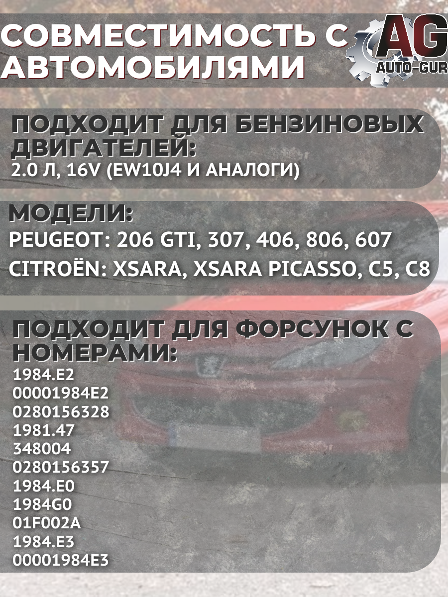 Комплект колечек топливной форсунки на 4 штуки Citroen Peugeot 1984.E2 3