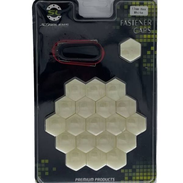 HEX17white Комплект декоративных колпачков на колесные гайки и болты ключ 17 белые 3