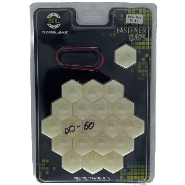 HEX19white Комплект декоративных колпачков на колесные гайки и болты ключ 19 белые 3