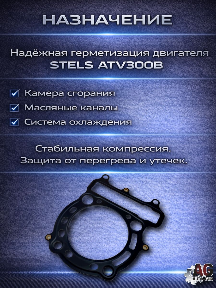 LU018892 Прокладка ГБЦ STELS ATV300B LU018892 металлическая 0.7 мм 3 слоя 73 мм 3