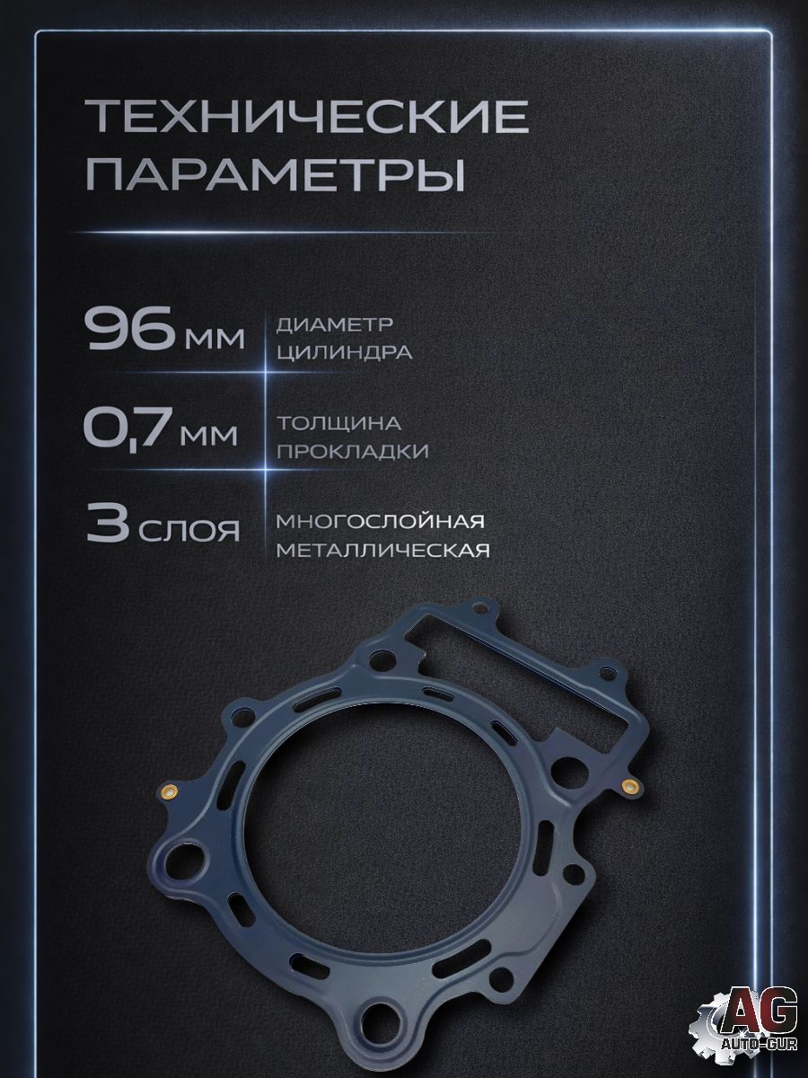 LU065282 Прокладка ГБЦ STELS Leopard 600 650 100303-102-0000 металлическая 0.7 мм 96 мм LU065282 3