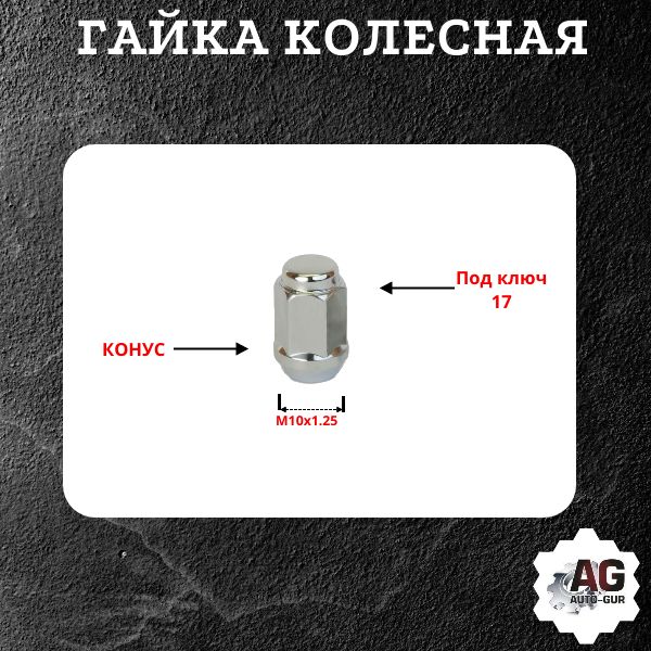 LU069721/10 Гайки колеса квадроцикла ( 10 штук )10х1.25х27 СН 17 конус,хром LU069721 /LN001709 / 92501012530 2