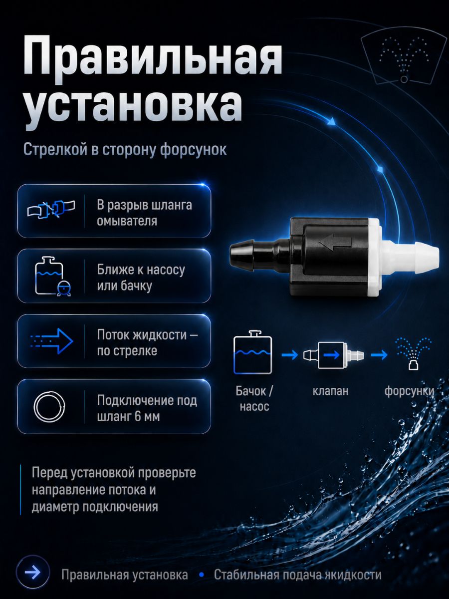 TR05/2 Обратные клапаны омывателя универсальные прямые 6 мм 2 шт 4