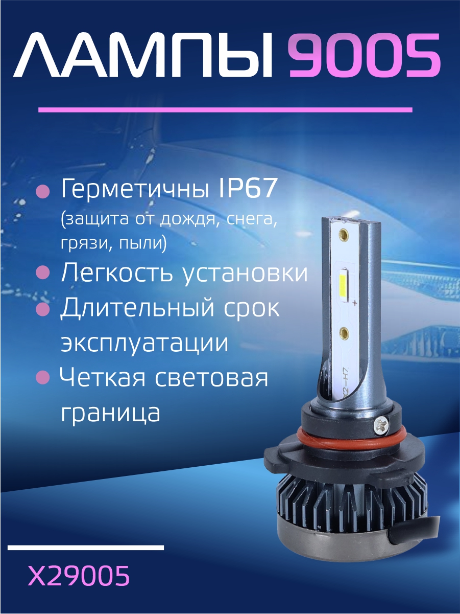 Светодиодные лампы 9005 (без вентилятора) (2шт) 12V,15W,3000LM,6500K,1860 чип 2