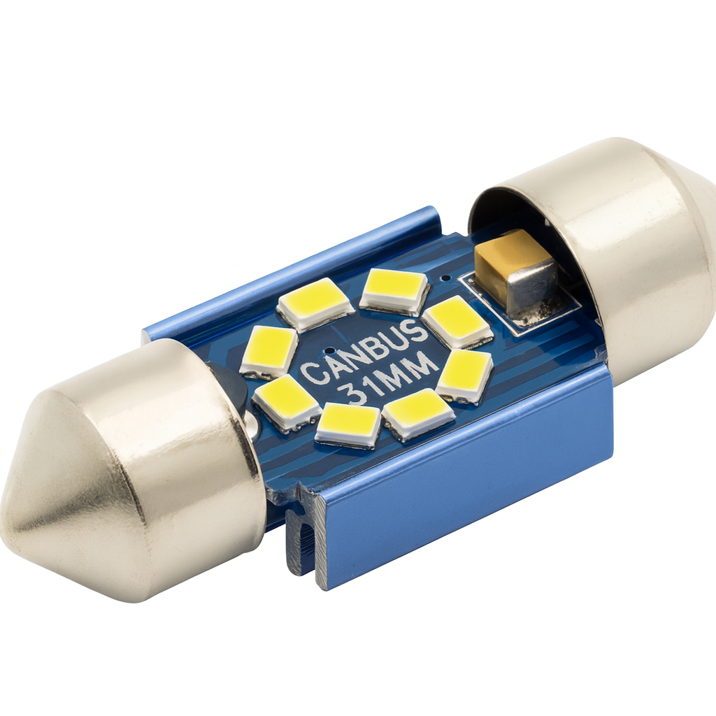 Лампа C10W светодиодная габаритная 31 MM (12-24V) с обманкой 3 w Белый свет чип 2016 8 диодов 4