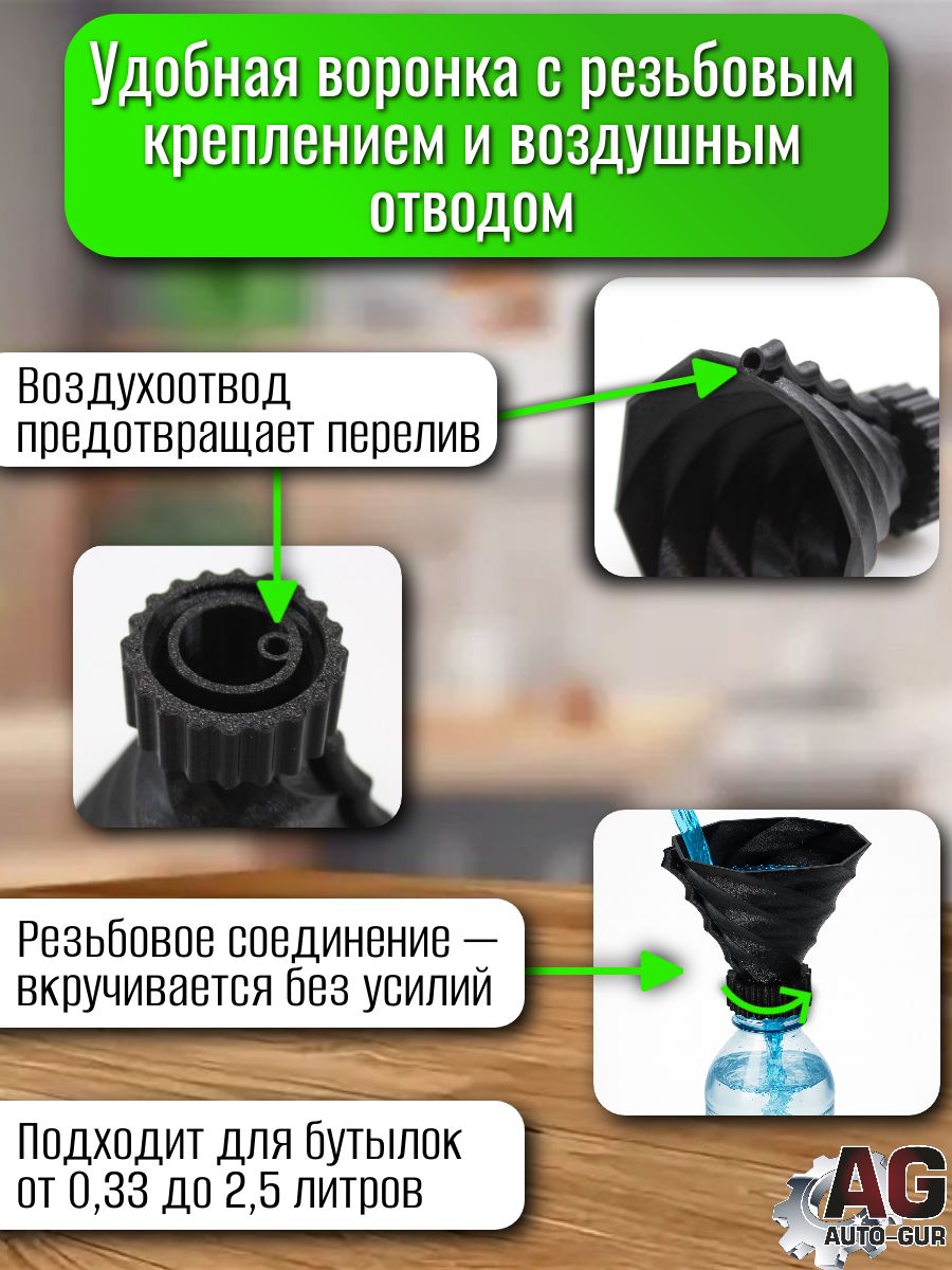 ZZ105 Воронка для ПЭТ бутылок с винтовой крышкой от 0,33-2,5литра 2